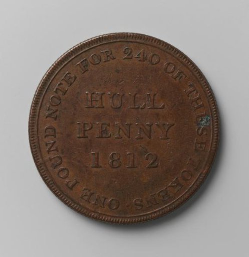 Token for a penny from Hull, England, 1812