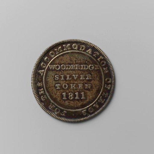 Payment token (token) for a shilling from Woodbridge, England, 1811