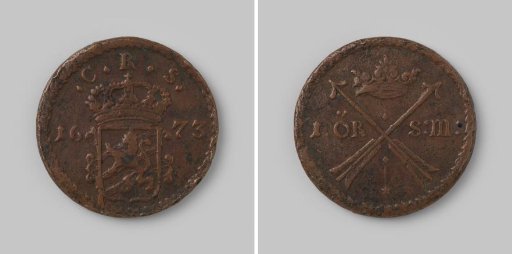 Öre silver coin from Sweden by Charles XI, 1673