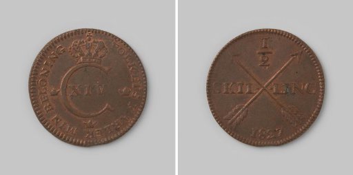 Half skilling from Sweden by Charles XIV John, 1827