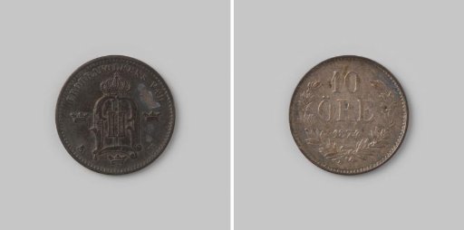 Ten öre from Sweden by Oscar II, 1874