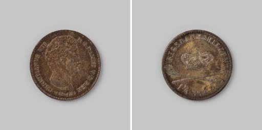 4 rigsbank skilling or 1 1/4 schilling courant from Denmark of Christian VIII, 1842