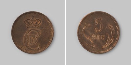 5 øre from Denmark of Christian IX, 1874