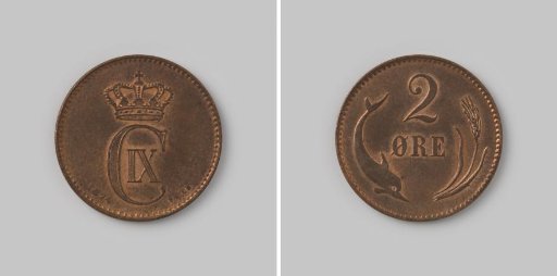 2 øre from Denmark of Christian IX, 1874