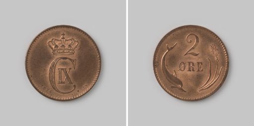 2 øre from Denmark of Christian IX, 1874