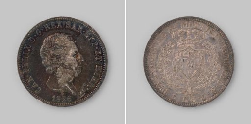 5 lire from Sardinia by King Carlo Felice, 1826