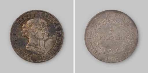5 franchi from the Duchy of Lucca of Elise and Felice, 1807