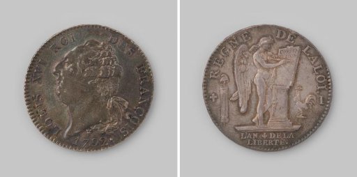 Ecu or 6 livres from France of Louis XVI, 1792