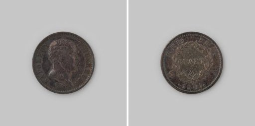 1/4 franc from France of Napoleon as Emperor, 1807