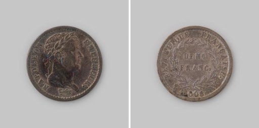 1/2 franc from France of Napoleon as Emperor, 1808