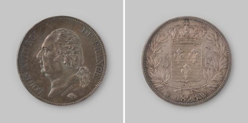 5 francs from the Kingdom of France of Louis XVIII, 1823