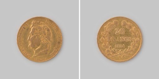 Twenty francs from the Kingdom of France of Louis Philippe I, 1834