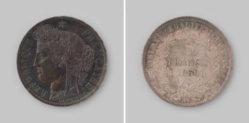 5 francs from France, the Second Republic, 1850