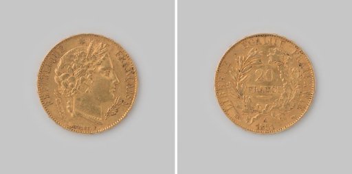 Twenty francs from France, the Second Republic, 1851