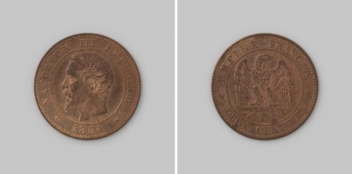 2 centimes from the French Empire of Napoleon III, 1854