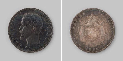5 francs from the French Empire of Napoleon III, 1856