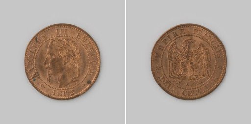 2 centimes from the French Empire of Napoleon III, 1862