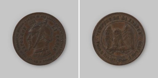 Satirical medal after 1870, based on a 10 centimes coin from the French Empire of Napoleon III