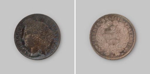 2 francs from France, the Third Republic, 1870