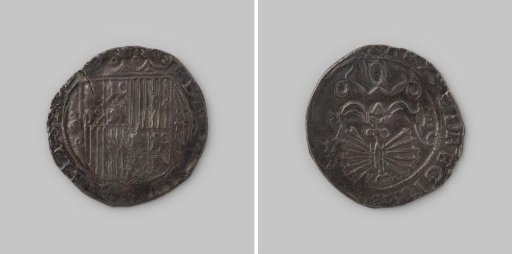 Double silver real (dos reales de plata) from Spain of King and Queen Ferdinand and Isabella, 1474-1516