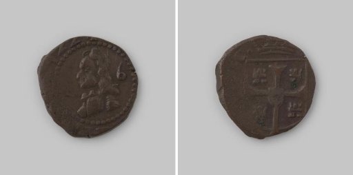 Treseta de cobre or 6 dineros from the Balearic Islands, Spain of King Philip V (IV in Mallorca), 1722