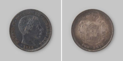 5 tostaes or 500 reis from Portugal of King Pedro V, 1858