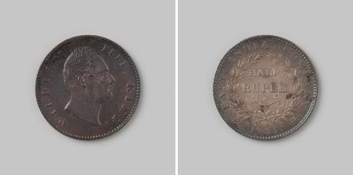 1/2 rupee from India of the English East India Company (EIC) in the name of King William IV, 1835