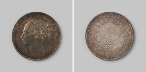 Rupee from India of the English East India Company (EIC) in the name of Queen Victoria, 1840