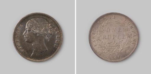 Rupee from India of the English East India Company (EIC) in the name of Queen Victoria, 1840