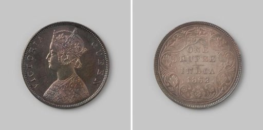 Rupee from India of Queen Victoria, 1862