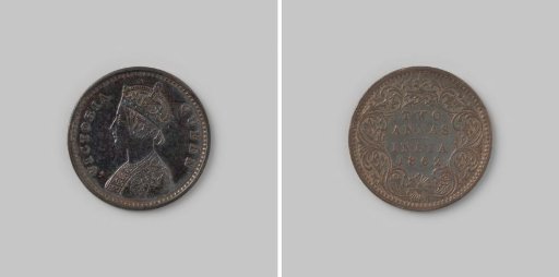 2 annas from India of Queen Victoria, 1862