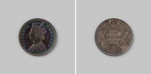 Two annas from India of Empress Victoria, 1893