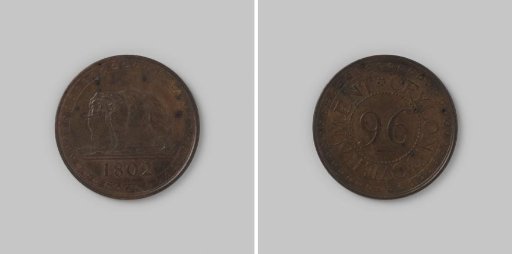 ½ stiver of Sri Lanka, Ceylon, 1802