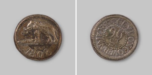 Double rixdollar of 96 stuivers from Sri Lanka, Ceylon, 1808
