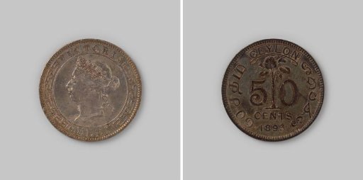 50 cents of Sri Lanka, Ceylon in the name of Queen Victoria, 1893