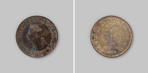 50 cents of Sri Lanka, Ceylon in the name of Queen Victoria, 1893