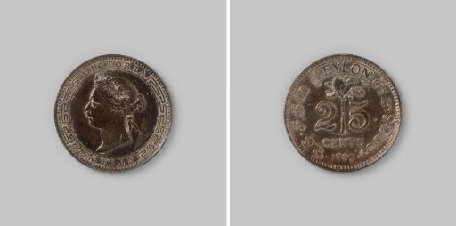25 cents of Sri Lanka, Ceylon in the name of Queen Victoria, 1893