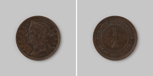 ½ cent from the Straits Settlements of Queen Victoria, 1872