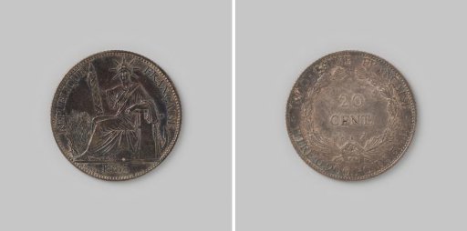 20 centimes from French Indochina, 1885