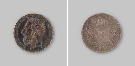 Franc from the Congo Free State of the Belgian King Leopold II as sovereign, 1887