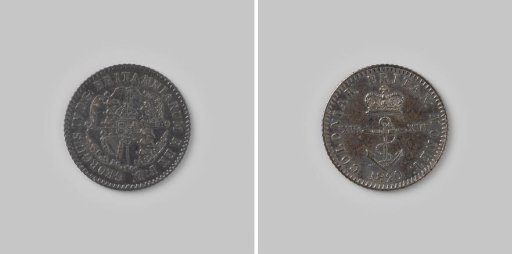1/16 dollar for Mauritius of King George IV, 1820