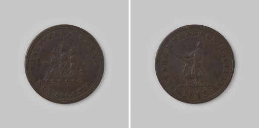 Payment token (token) for a half penny from Nova Scotia, Canada in the name of Starr & Shannon of Halifax, 1815