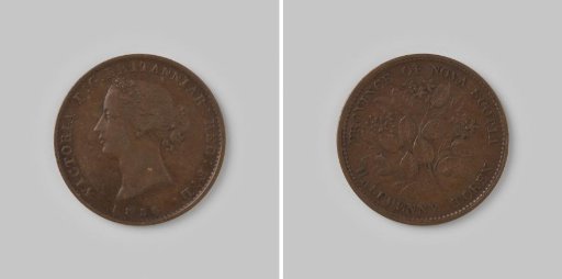Payment token (token) of a half penny from Nova Scotia, Canada, 1856