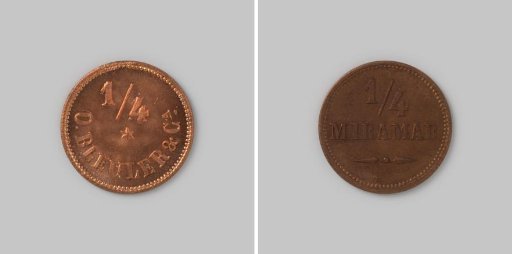 Private coin of quarter real in the name of O. Bleuler & Co from Miramar in Guatemala