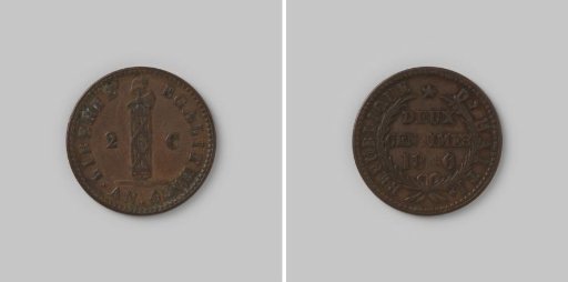 Two centimes from Haiti by Louis Pierrot, 1846
