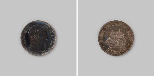 5 cents from Danish West Indies of King Frederick VII, 1859