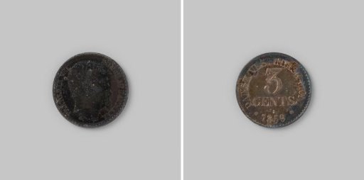 3 cents from Danish West Indies of King Frederick VII, 1859