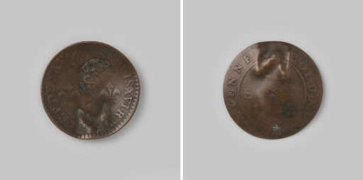 Stuiver with overstamp applied on Sint Maarten: St M on 2 sous from French Guiana (Cayenne) of King Louis XVI, [1798]