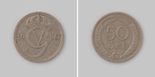 Fifty öre from Sweden by Gustav V, 1920