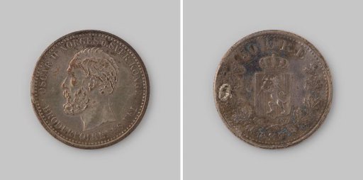Fifty öre from Norway by Oscar II, 1897